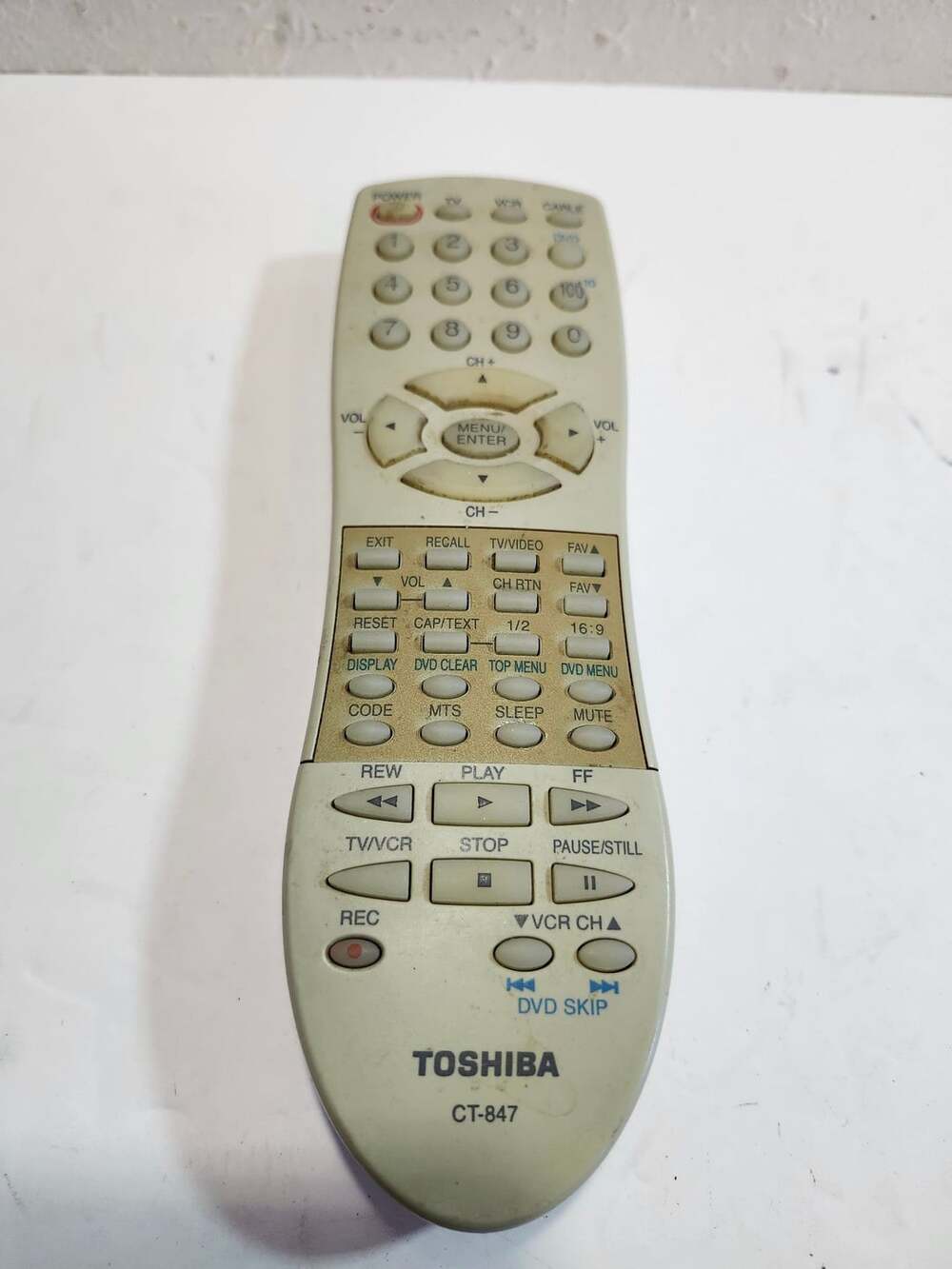 Toshiba CT-847 Remote Control for DVD VCR Combo Player